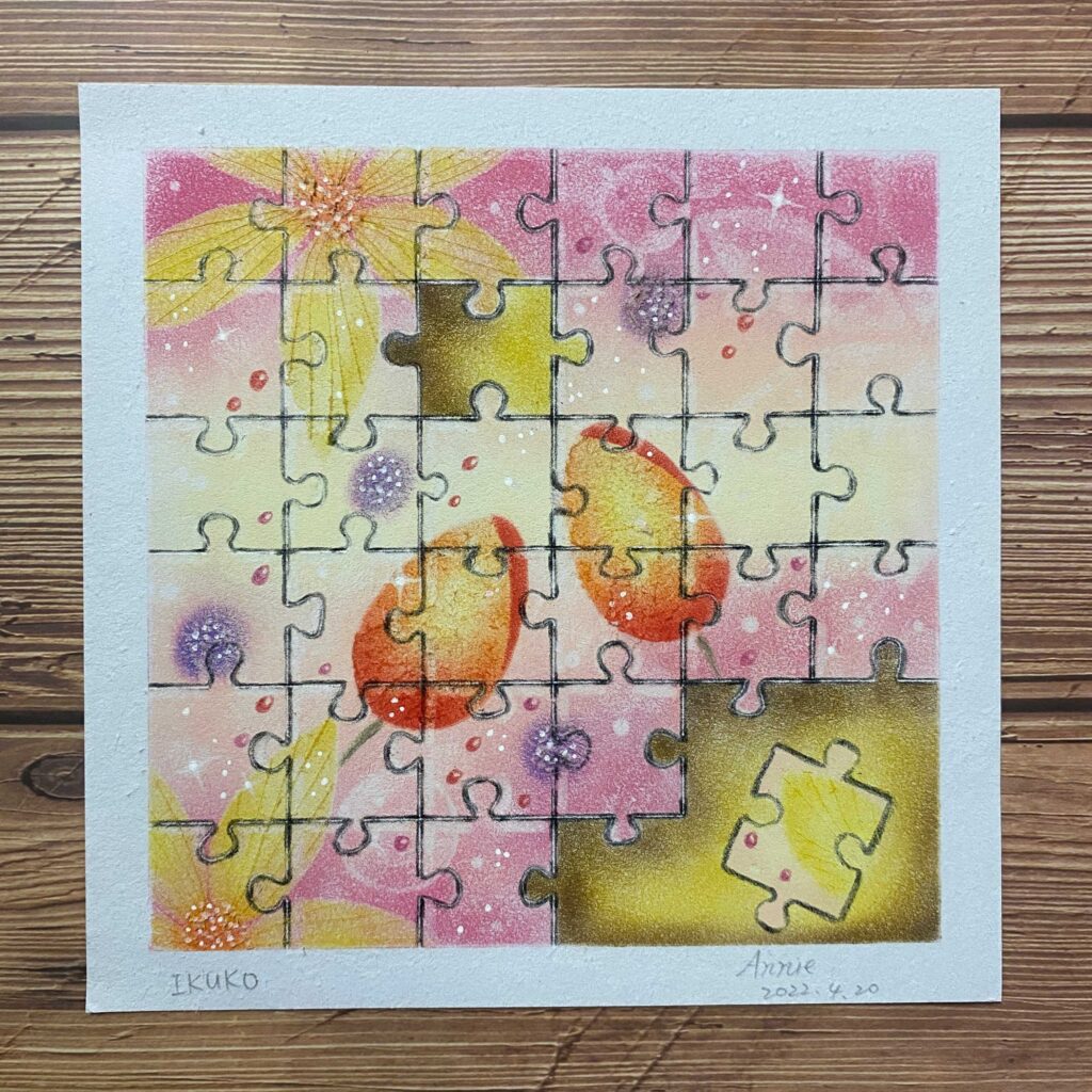 【粉彩】Ikuko教案～Flower Puzzle-紙上拼圖