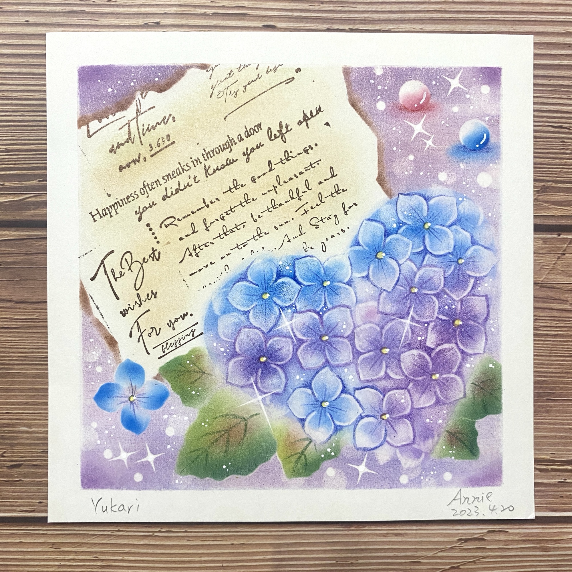 【粉彩】紫陽花信籤